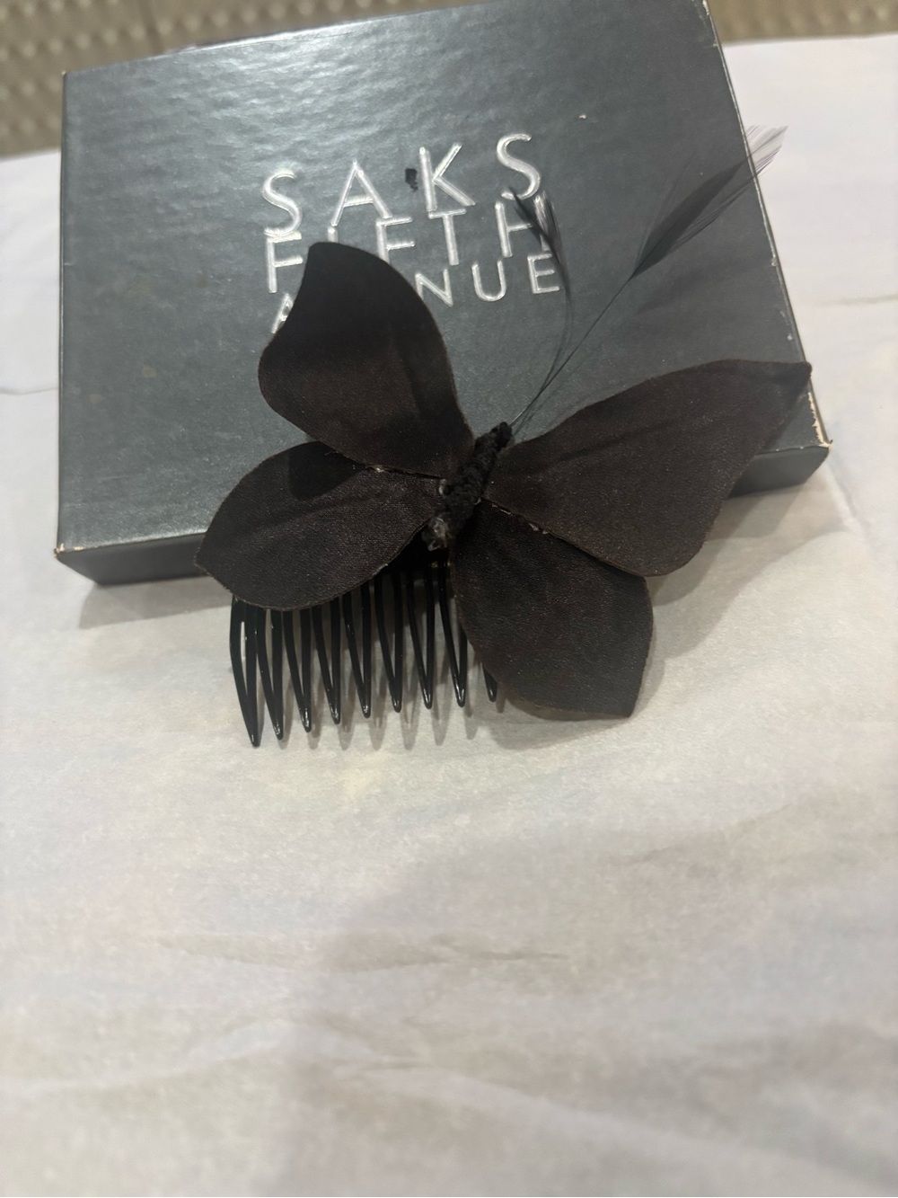Rare Delphine Pariente NWOT Black Butterfly Hair Comb. Made In France. Saks